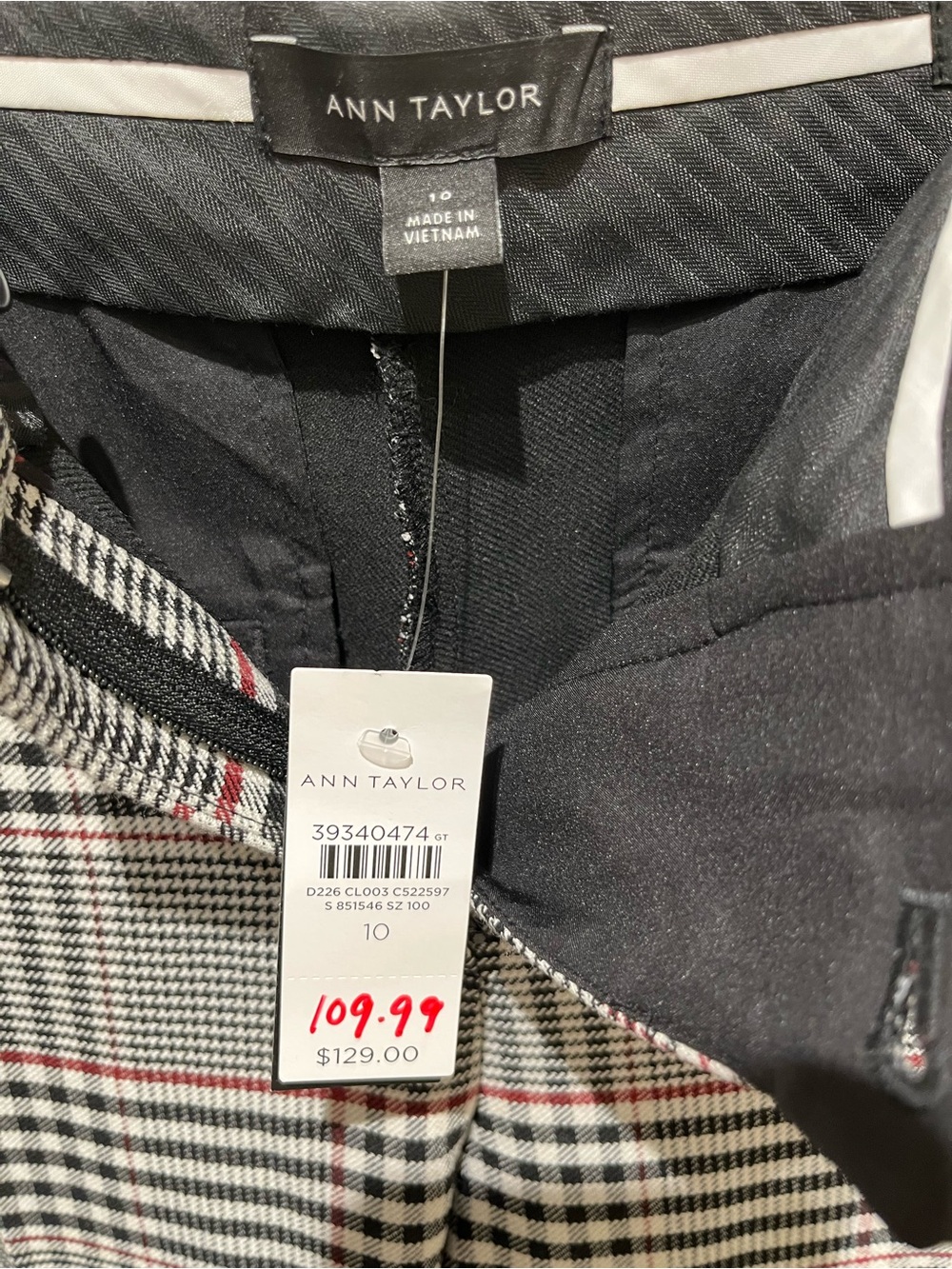 NWT Ann Taylor Sophia Plaid Straight-Leg Trousers size 10 - Picture 16 of 16